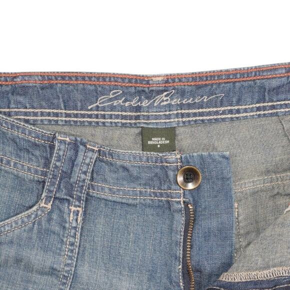 Eddie Bauer Denim Shorts Women’s 8 Blue Utility Pocket Casual - Picture 3 of 5